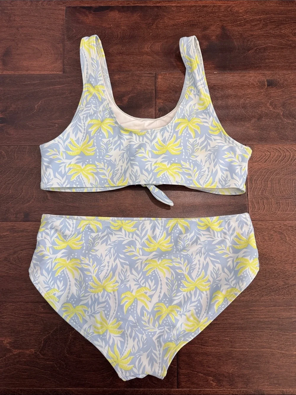 Old Navy Girls 3-piece Swimsuit Bathing Suit Bikini Set Tropical Palm Tree Print